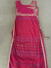 Indian Pink And Sequin Lined Salwaar Kameez With Chuni  Small