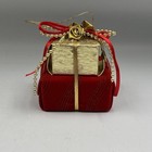 Vintage Red   Gold Presents Mid Century Modern Style Ornament 3  Lot Of 4