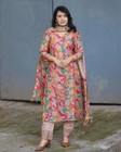 Beautyful Three Pis Cotton Kurti Pent Duppta Set   Kurti Set For Women