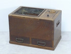 Vintage Japanese Wooden Hibachi Brazier Carved Kanji Rustic Decor