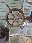 Vintage Ship s Wheel Helm 36  Authentic Nautical Maritime Video Wood Steel Hub