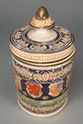 Marzi   Remy Vintage German Stoneware Tobacco Humidor Jar Heraldry Lions Crests