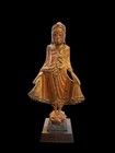 Vintage Standing Buddha Shakyamuni Carved Wood Bejeweled Gilded Statue  myanmar 