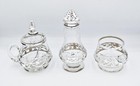 Fine Sterling Silver Overlaid Glass Cruet Set Birmingham 1925