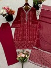Heavy Reception Wear Maroon Faux Georgette Salwar Kameez With Dupatta For Women