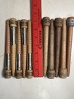 Wood Spools Wooden Quills 7 3 8  And 7  Silver Sleeve  Reclaimed   Lot Of 10