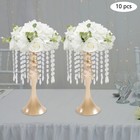 10pcs Gold Flower Stand For Wedding Table Centerpieces Crystal Flower Vases 