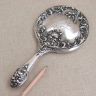 Antique Sterling Silver Hand Mirror Agatha Fruit Flower Repousse Foster   Bailey