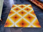 Retro Polaroid Geometric Danish 1970   s Mid Century Barkcloth Era Vintage Fabric