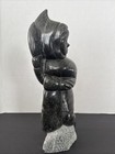 Vintage Inuit Soapstone Carving Eskimo Man With Seal Signed 1932 Rare