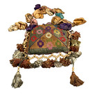 Antique Victorian Needlework Silk Ribbon Work Embroidered Purse Glass Bottle