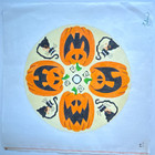 Rebecca Handpainted Round Needlepoint Canvas Halloween Cats jack O lanterns New