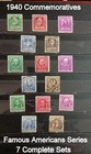 1940 Commemoratives  Famous American Series  7 Complete Sets Of 5 Stamps Each