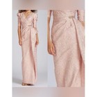 Nwt Teri Jon 229041 Blush Peplum Stretch Metallic Jacquard Gown With Beads Sz 18