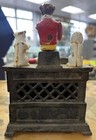 Vintage Kyser   Rex 1882 Cast Iron Monkey Dog Cat Mechanical Organ Bank Working