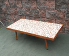 Vintage Mid Century Danish Modern Geometric Tile Top Mcm Coffee Accent Table