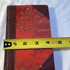 Red W brown Edges Vtg Chinese Embroidered Silk Fabric Cover Journal Notebook 6x4