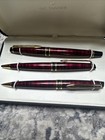 Waterman Ballpoint Pen pencil Set Red Marble Lacquer Gold Trim Paris