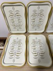 Vintage 1950s Mcm Metal Tv Snack Trays     Atomic Yellow Linework     Set Of 6