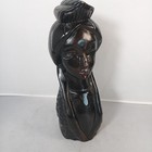 Vintage Hand Carved Ebony Heavy Wood African Tribal Figurine Statue 10 5  2 8lbs