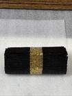 Vintage Lanc  me Beaded Lipstick Case Holder With Mirror Gold Black Vanity