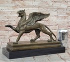 Art By Roche Griffin Bronze Marble Sculpture Statue Art Deco Mythical Figurine