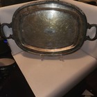 Vintage Lb Etched Serving Tray   Silver Plate   12 75  X 22     Ornate 