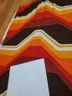 Awesome Rare Vintage Mid Century Retro 70s Yel Org Red Pyramids Lines Fabric 