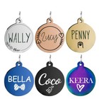 Round Dog Tag W loop Custom Engraved Personalized Pet Tag Id Dog Cat Name Tags