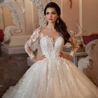 Vintage Luxury  Beading Appliques Wedding Dresses Long Sleeve Bridal Gowns