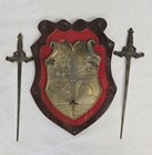 10  Vintage Miniature Sword Wall Plaque With Crossed Swords   Spain  1970s