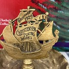 Antique Bronze Ashtray Ship Bronze Advertisement 1929 Christensen Plating Works