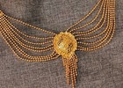Jaywar Gold Tone Multi Layer Beaded Necklace Set With Earrings Gold Plated