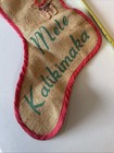 Vtg Lanakila Mele Kalikimaka Hawaiian Burlap Christmas Stocking Very Nice