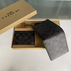 Coach Men s 3 In 1 Wallet Boxed Gift Set In Signature Canvas Black black oxblood