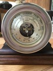 Vintage Chelsea Barometer Holosteric Nickel With Mahogany Stand
