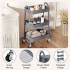 3 Tier Utility Rolling Cart Metal Storage Shelf W lockable Wheels Kitchen Gray