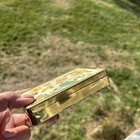 Vtg Crowning Touch Trinket Box 4 5   x3    Brass Enamel Floral Hinged Satin Lined