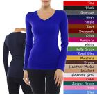  bozzolo  Long Sleeve Plain V-neck T-shirts Cotton spandex Junior Size  s-3x 