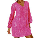 Lilly Pulitzer Cleme Long Sleeve Silk Dress  Pink Palms Fish Clip Chiffon