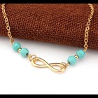 Gold Infinity Anklet With Turquoise Beads Delicate Layering Ankle Bracelet Nwt