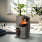 Resin Tabletop Waterfall Fountain With Led Light   Plant Pot  Indoor Desk Water