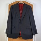 Vtg Flannel Suit Mens 44r Gray Pinstripe 2 Button 3 Piece Wool Pants 38x28 Flat