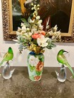 Faux Floral Arrangement In Vibrant   Timeless Antique Limoges Vase