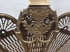 Peacock Fireplace Screen Folding Fan Victorian Cameo Mcm Deco Brass