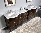 95-inch Bathroom Double Sink Vanity Carrara White Marble Top Cabinet 0902wm