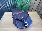 Vintage Basket Tooled Leather Western Saddle Bags W Brass Buckles