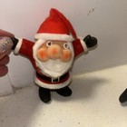 Vintage Plastic Flocked Christmas Set Of 2 Santa Claus  Googly Eyes