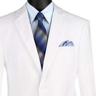 Lucci Men s White 2-button Classic-fit Poplin Polyester Suit - New
