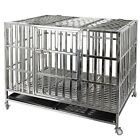 42  Heavy Duty Stainless Steel Dog Pet Cage Crate Folding Pet Playpen Wheels